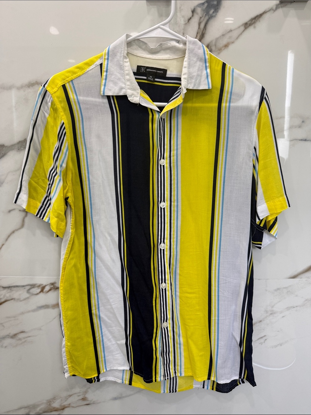 Men's Yellow & Black Striped Short Sleeve Shirt